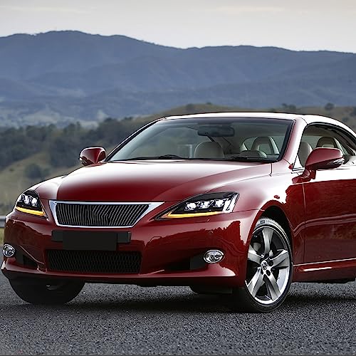 Vland Headlights Assembly Fit For Lexus Is250/ Is250C Is350 Is350C Is220D 2006-2012, Isf 2008-2014 W/Drl, Led Front Light With Sequential Turn Signal, Plug-N-Play Clear Headlamp #TOP4