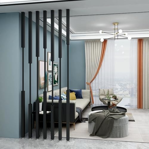 Biombo de privacidad para habitación, de metal, independiente, para oficina, dormitorio, sala de estar, altura ajustable de 100 a 300 cm, 8 paneles incluidos