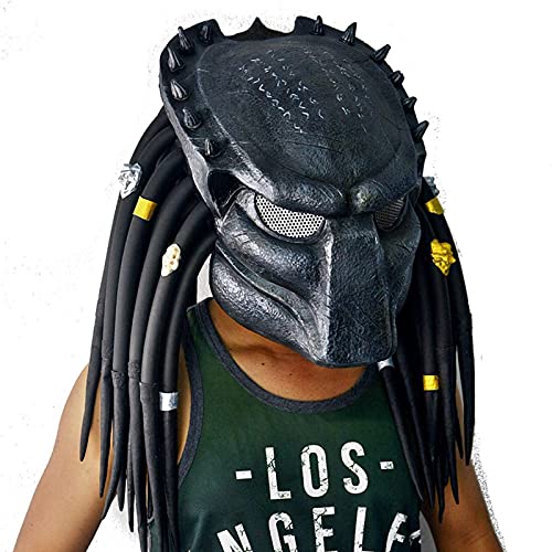 ZLYJ Motorcycle Helmet Predator Full Face Mask,Predator Motorcycle Helmet,Suitable for Halloween Cosplay Mask Props Black