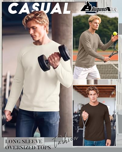 Image of August Alley 4 Pack Men's Big and Tall Cotton Shirts L-7XL, Long Sleeve Oversized Tops Loose Casual Large T-Shirts Basic Tee