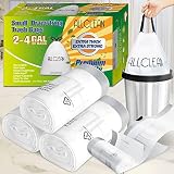 Trash Bags Small 2 to 4 Gallons Drawstring with Handles, Small Kitchen Garbage Bags White Drawstring