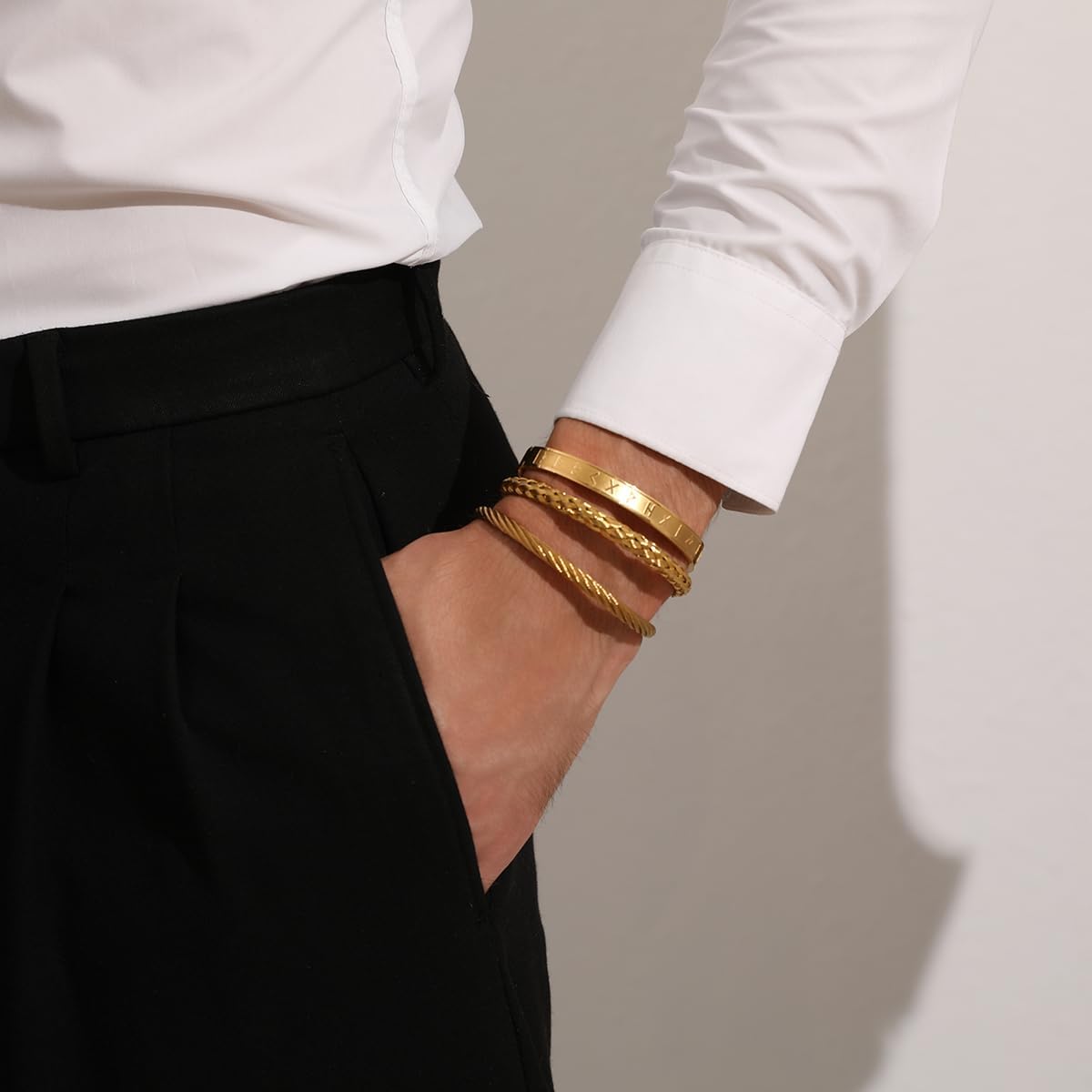 3PCS Stainless Steel Bracelets for Men Viking Runes Words. Twisted Cable Bracelet Adjustable Cuff Bracelet Mens Luxury Jewelry Bracelets Gifts - Image 5