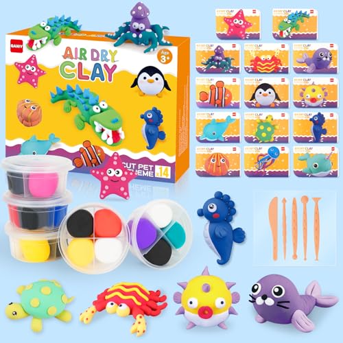 Air Dry Clay for Kids,Modeling Clay Kit,14 Species of Marine Life DIY...