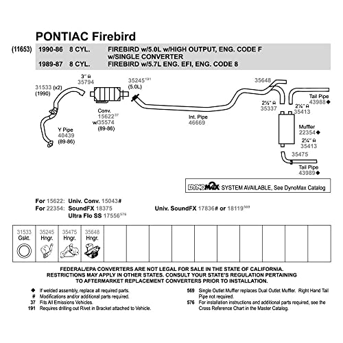Image of Walker 43989 Exhaust Tail Pipe 2.25 inch Inlet (OD) 2.5 inch Outlet (OD) for Chevrolet Camaro