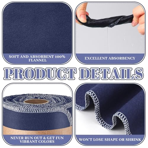 Image of FuWeave 30 Pack Reusable Toilet Paper No Tear Bidet Towels, Navy Blue | Washable 11.8 inch x 4.3 inch Cotton Flannel Family Cloth Wipes with Snaps, Paperless Roll for Bathroom, Travel, Cleaning and Drying