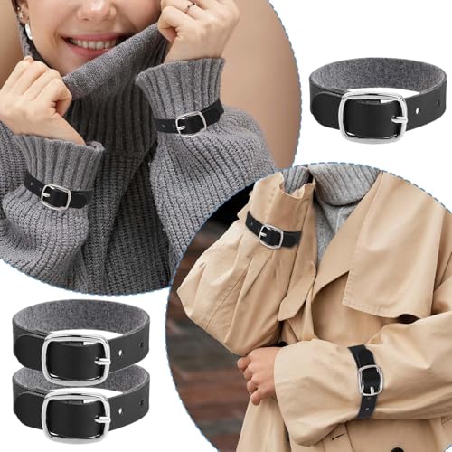 Image of PU Leather Luggage Tag Straps with Metal Buckle - Adjustable Faux Leather Loops for Suitcase and Travel, 8x1 /2 Inch Black Luggage Belt Replacements - Kilt Extender Buckle Straps for Women's Kilts