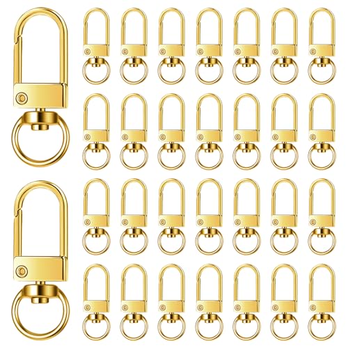 30 Pieces Lobster Claw Clasps Gold Swivel Snap Hooks Metal Lobster Clasp Keychain Swivel Lanyards Snap Hooks Key Chain Hooks for Jewelry Making Purse Bags Keychain Clasp Connector Art Crafts
