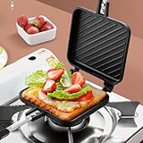 Msiud Sartén Antiadherente de Doble Cara, Sarten Tortilla Patatas Cuadrada Cocina Sartenes para Desayuno con Mango Resistente al Calor Aleación Aluminio Sandwich Panini Maker Pan