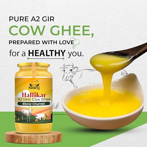 Image of Kankrej A2 Desi Hallikar Cow Ghee | Vedic Bilona Method | 100% Pure Desi Ghee Glass Bottle (1000ml)