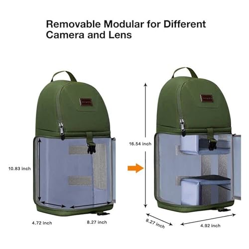 Mosiso Camera Bag, Dslr/Slr/Mirrorless Photography Case Shockproof Camera Sling Backpack Case With Tripod Holder & Modular Inserts & Rain Cover Compatible With Canon/Nikon/Sony/Fuji, Army Green #TOP5