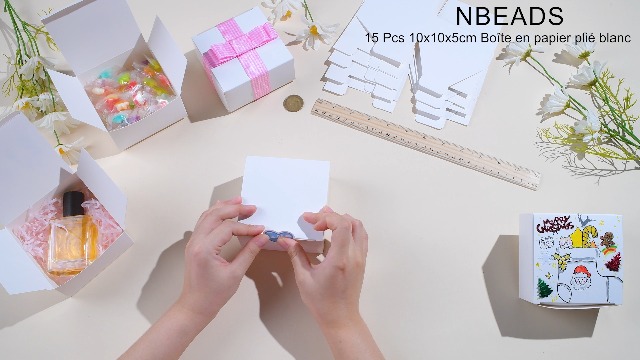 Nbeads Lot De 50 Boîtes Cadeaux Pliable Blanc 3.5x5.2x9.5 Cm – Boîtes Rectangulaires Pour Bijoux, Anniversaire, Mariage, Noël Et Emballage DIY