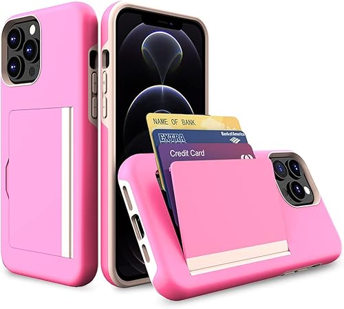 FDTCYDS Funda para iPhone 13 Pro con tarjetero, protección resistente de silicona híbrida de protección para tarjetas de crédito, funda tipo cartera