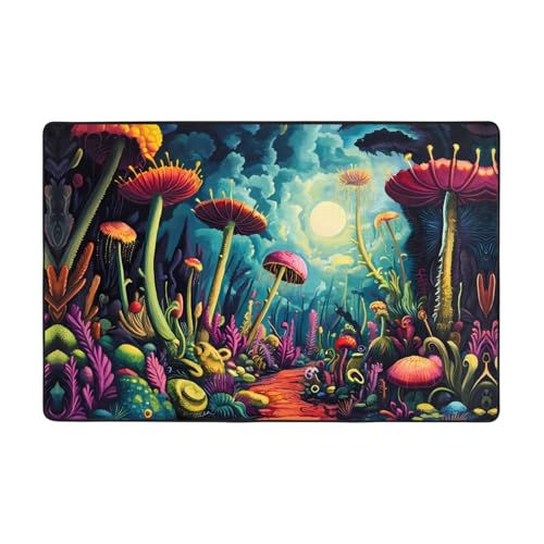 WZYWHJ anti-slip floor mat carpet Colorful Venus Flytrap Pattern soft and comfortable good water absorption sizeName for living room and balcony