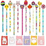 YDUNARISE 12er Ostern Bleistifte,mit Radiergummi & Notizbuch und Karte,Kleinigkeit für Ostern,Radiergummi Stift,Ideal als Mitgebsel,Osterkorb Füllstoffe & Geschenke für Schule & Party (Ostern)