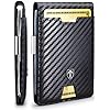 TRAVANDO – Cartera delgada, con clip de dinero y bloqueador de lector AUSTIN RFID, tamaño mini y plegado doble, para hombres., cartera Rfid, S, Carbon