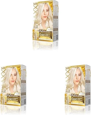 MAXX DELUXE Gold serisi 24K Altın Parçacıklı Serum ile 1 Kutu 2 x 50 ml ve Geliştiriciler Saç Boyası (BUZUL SARISI 0.2) (3 paketi)