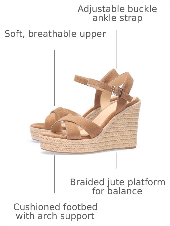 Image of VICKI.VICKI Women's Platform Sandals Wedge Ankle Strap Open Toe Sandals