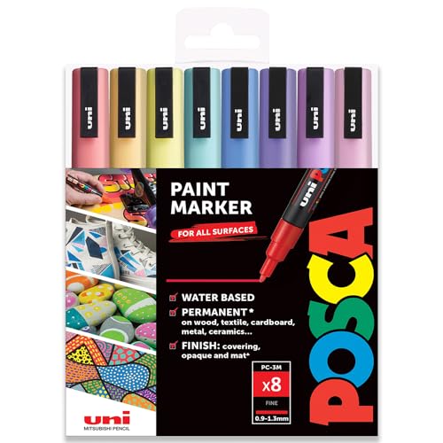 Posca PC-3M - Rotuladores artísticos de 0,9 a 1,3 mm, tonos paste...