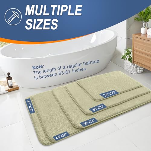 Image of OLANLY Thick Memory Foam Bath Mat Rug 30x20, Extra Soft Absorbent Bathroom Rug, Quick Dry Bath Mats, Non-Slip, Machine Washable Carpet for Bathroom, Tub and Shower, Home Decor Accessories, Vanilla