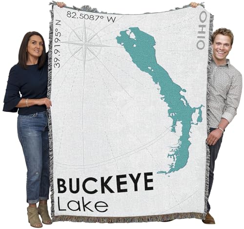 Pure Country Weavers Buckeye Lake OH Blanket - Ohio Gift Cotton Tapestry Throw - Made in The USA - 72" x 54"