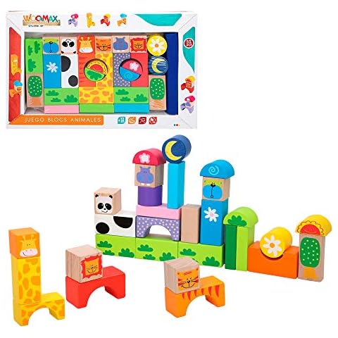 WOOMAX- Juegos Bloques Animales de madera-32 Piezas thumbnail