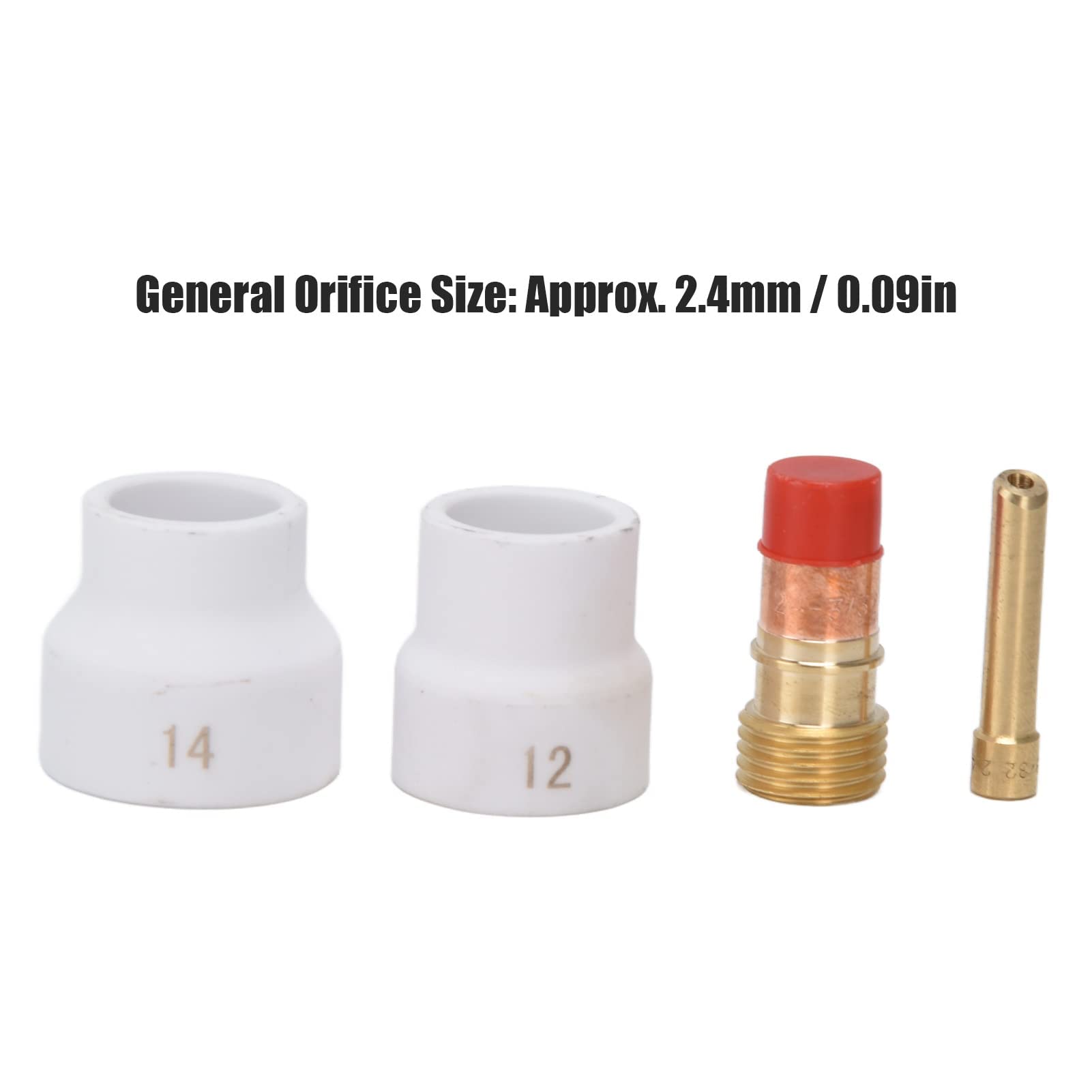 4 Pièces Kit de Lentilles à Gaz Buse en Céramique Blanche Connecteur de Porte-électrode à Biseau Court Accessoires de Soudage TIG pour WP 17 18 26