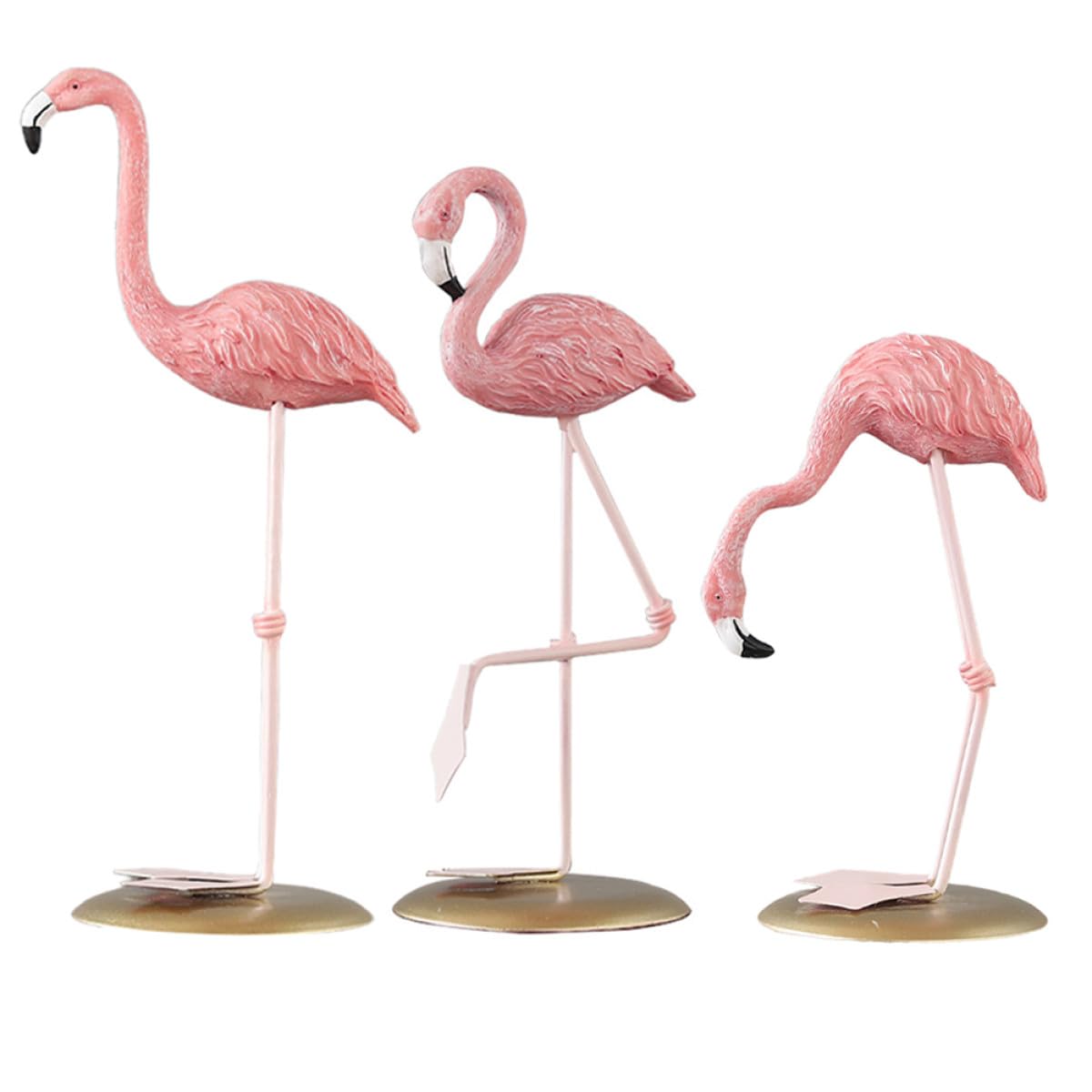 Figurines de flamants roses en résine colorée statuettes décoratives de salon