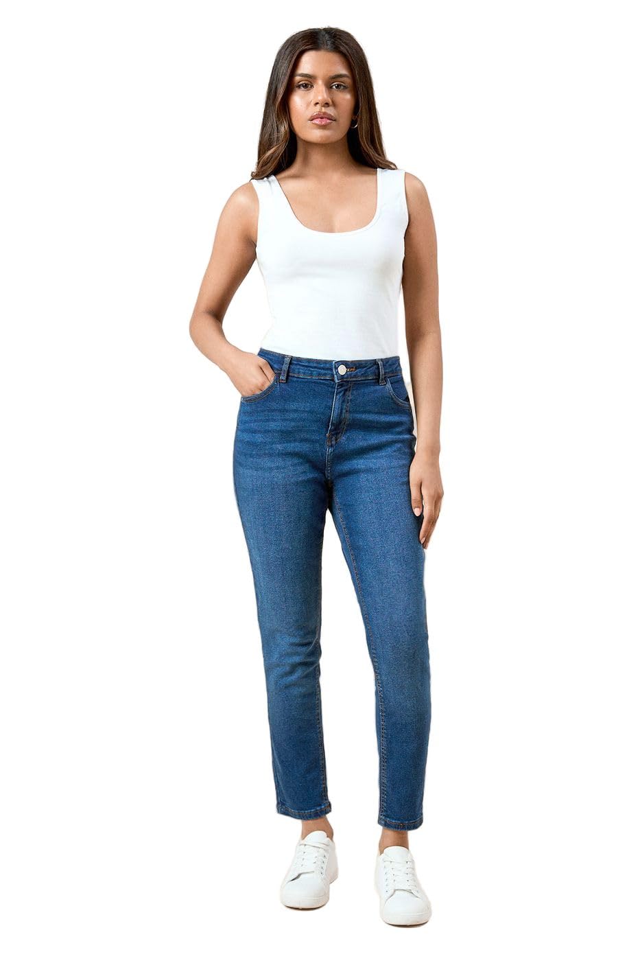 Dorothy Perkins Women's Mid Wash Petite Comfort Stretch Skinny Jeans In | Size: 10