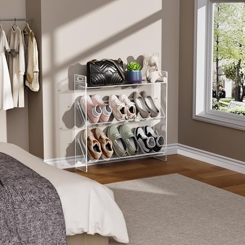 Étagère à chaussures en acrylique pour placard compact à 3 niveaux - 8