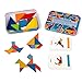 LiKee Wooden Tangram Pattern Blocks Jigsaw Puzzle Sorting and Stacking Games Montessori Educational Toys for Toddlers Kids Boys Girls Age 3+ Years Old and Classroom (7 Pieces and 60 Cards in Iron Box)