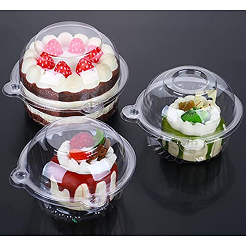 Skydume 100 Pcs Plastic Single Individual Cupcake Muffin Dome Holders Cases Boxes Cups Pods #TOP5