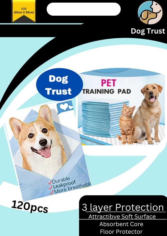 Dog Trust Training Pads, 60x90cm-120pcs, White|Super Absorption|Floor & Wall Stickers|Liquid Lock Tech|Pee Pads for All Dog & cat Breeds > 25kgs (B0CFXZCY5V) Amazon Price History, Amazon Price Tracker