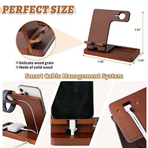 3 In 1 Charging Station, Wood Charger Stand For Iphone, Ipad, Apple Watch, Airpods, Wood Phone Docking Station, Phone Charging Station Organizer, Charging Stand, Dad Gifts For Men #TOP3