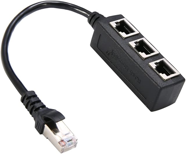 RJ45 Network Splitter Adapter 1 Male to 3 Female Socket Port RJ45 Plug Splitter Cable LAN Divider Suitable Category 6 Ethernet Super 5 Ethernet for Computers or Laptops