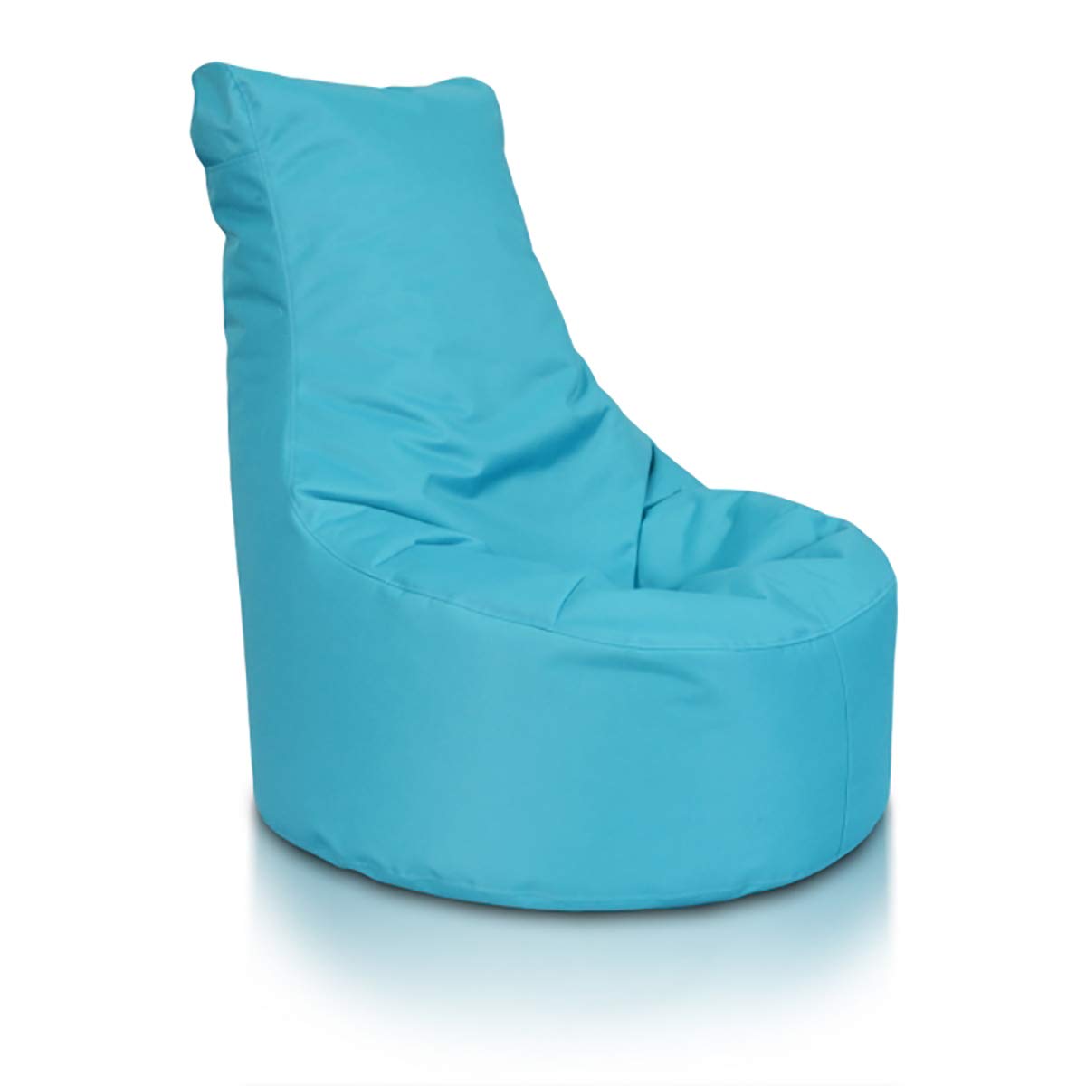 Ecopuf - Pouf Poltrona a Sacco con Schienale Alto in Poliestere - Imbottitura in Palline di Polistirolo - Puffo per sedersi adatto per estreni ed interni - Dimensione Grande 85x80, Colore Celeste