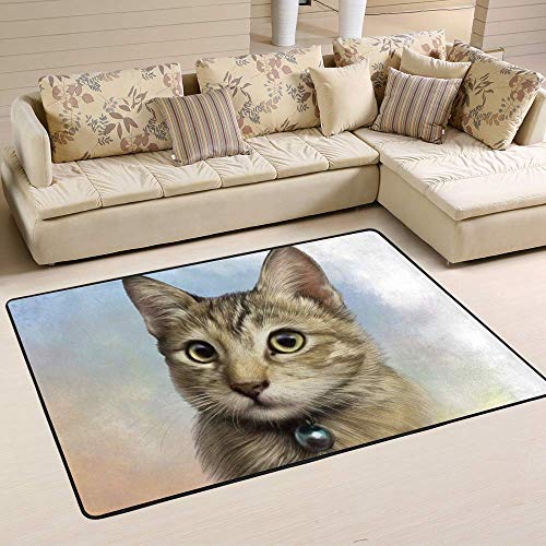 Grand tapis chat mignon style aquarelle pour décoration de chambre - 6