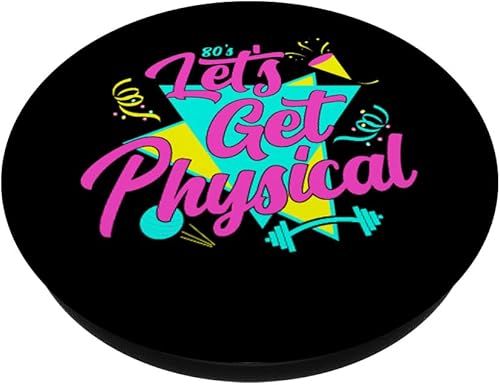 Miniatura 2 de Lets Get Physical Totally Rad 80s Retro Gym Fitness Workout PopSockets Swappable PopGrip