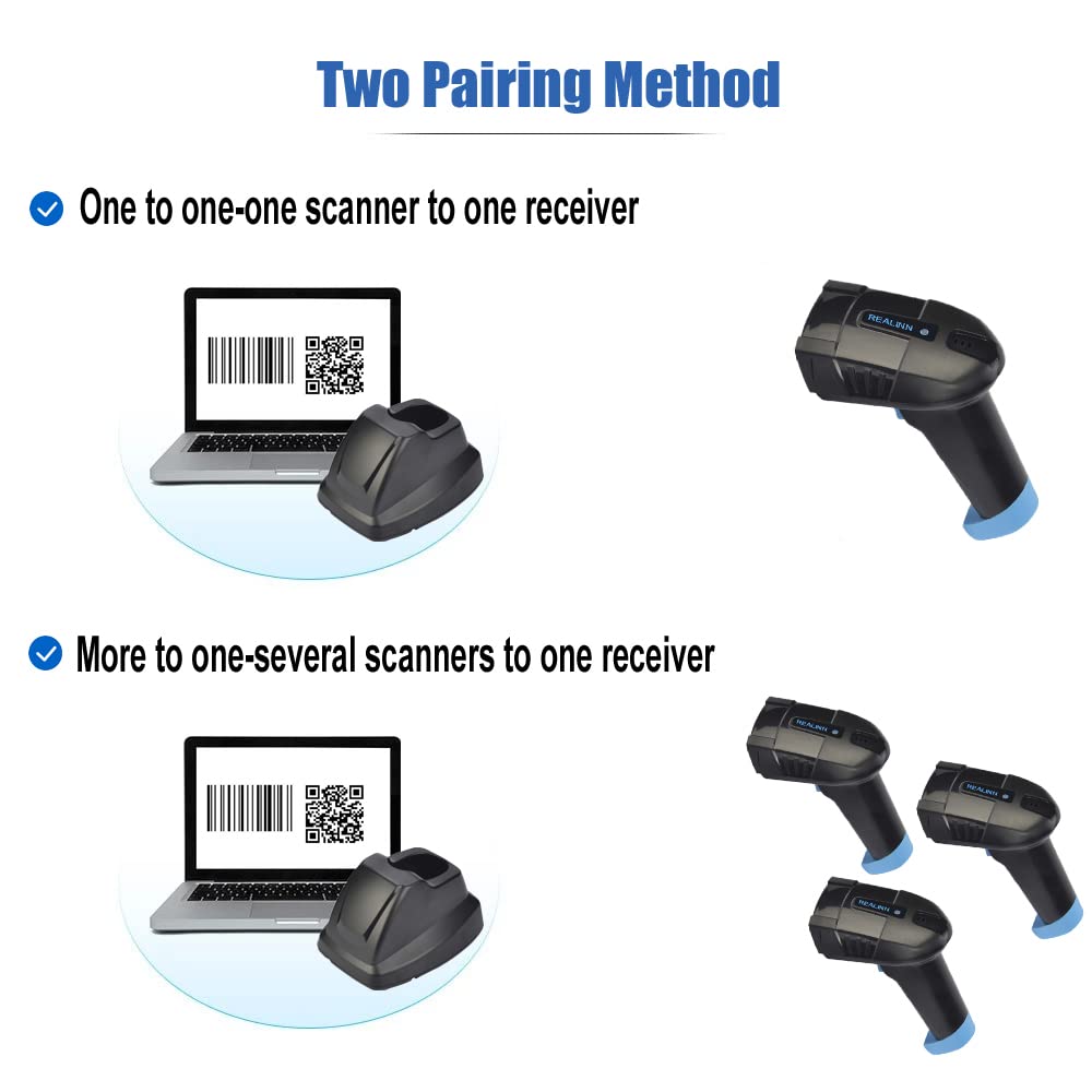 Buy REALINN Barcode Scanner Cordless 1D Laser Handheld Rechargeable