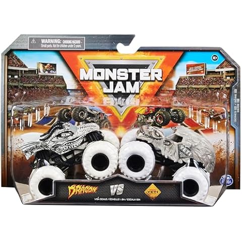 Monster Jam, Official Dragon Vs. Yeti Die-Cast Monster Trucks, 1:64 Scale, Kids Toys for Boys Ages 3 and up Cover