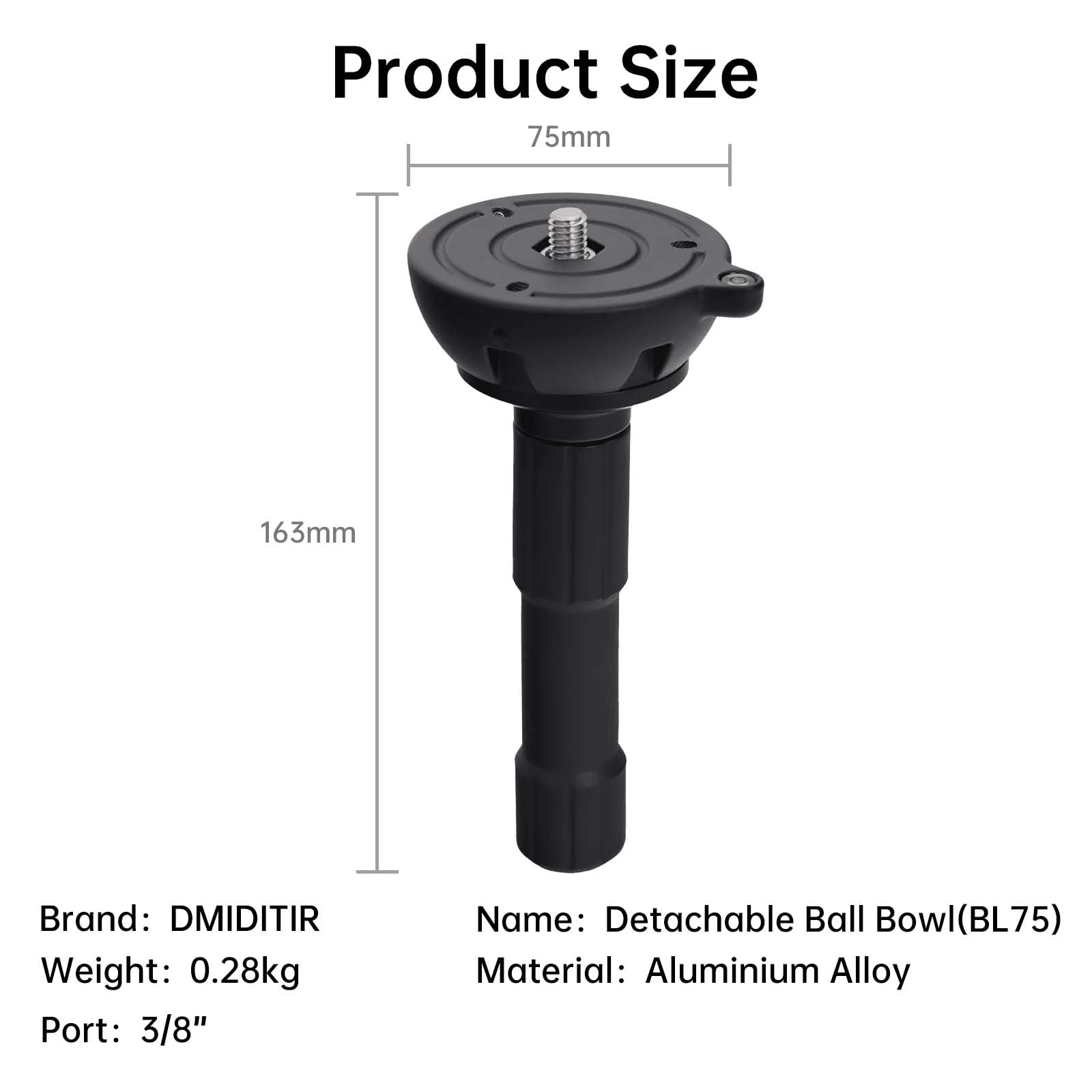 Adapter do miski 75 mm, metalowy konwerter do montażu płaskiego do miski z poziomicą bąbelkową i śrubami 1 cm do głowicy płynu statywu (długi)