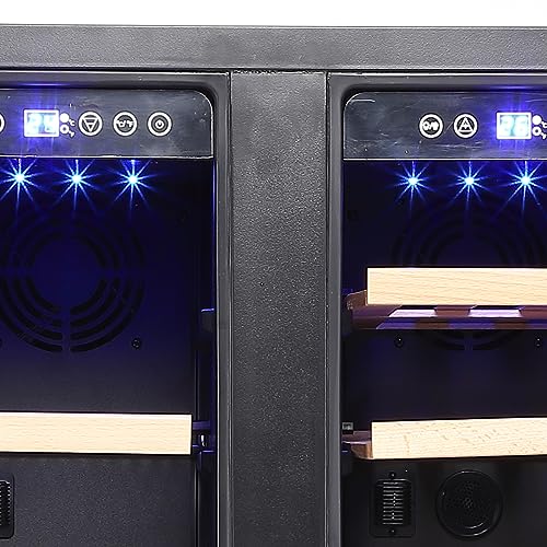 Garvee LXAI-PHO_0XWZ Wine and Beverage Refrigerator-2 Independent Temperature Zones, Large Capacity & Removable Rack, Built-in or Freestanding Installation, with Lock, Black