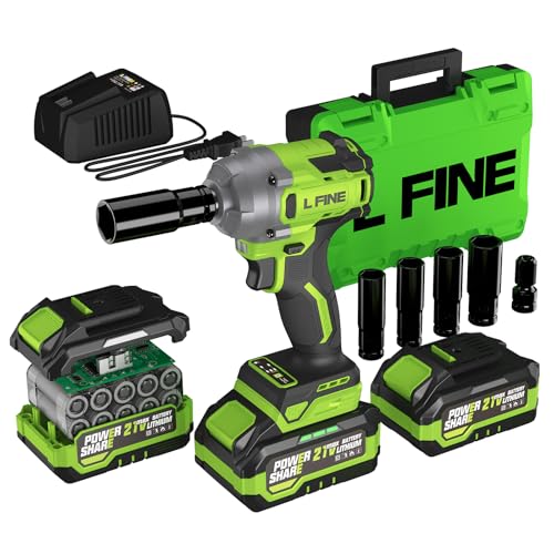 L FINE Cordless Impact Wrench 1/2 inch, 600N.m (405Ft-lbs) Power Impact Drill Kit Tools, 3200RPM...