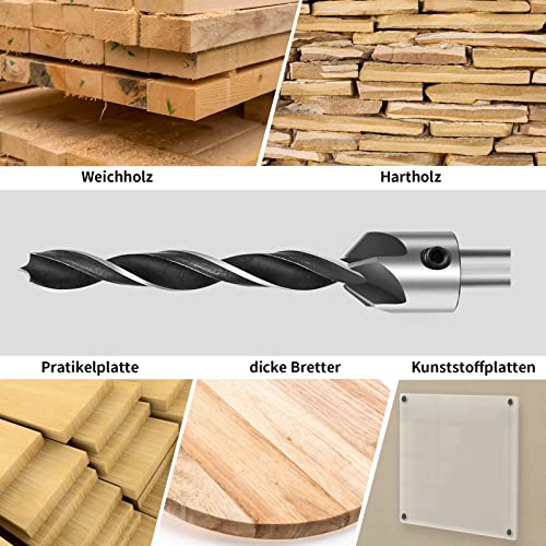 8 Stück Aufsteckversenker Set 7 Stück Aufsteckversenker und 1 Inbusschlüssel zum Holzbohren, Durchmesser 3-10mm/0.1-0.4 Zoll für Senker Bohrer, Zum Bohren von Löchern für Holz, Kunststoff, Weichmetall