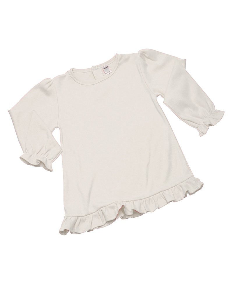 Monag Frill Long Sleeve T-Shirt, Blank Long Sleeve Ruffle Tshirt, 2y White