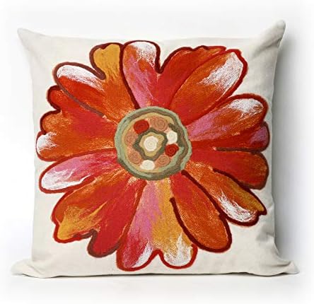 Liora Manne Visions III Daisy Indoor/Outdoor Pillow, 20" X 20" Square, Orange