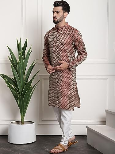Image of SOJANYA (Since 1958 Men's Jacquard Silk Kurta and Pyjama with Nehru Jacket