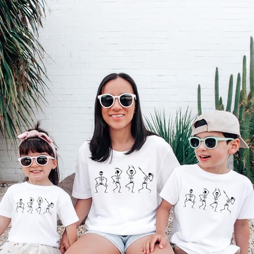 Dancing Skeletons Kids Shirt - Cute Funny Halloween Shirts - Skeleton Trick Or Treat Outfit - Toddler & Youth Natural Tee4