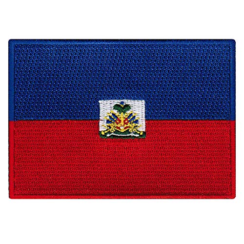 Cypress Collectibles - Haiti Flag Patch - Premium Embroidered Appliqué - Carribean Country Iron On Patches - Dimensions: 3.5" x 2.5"