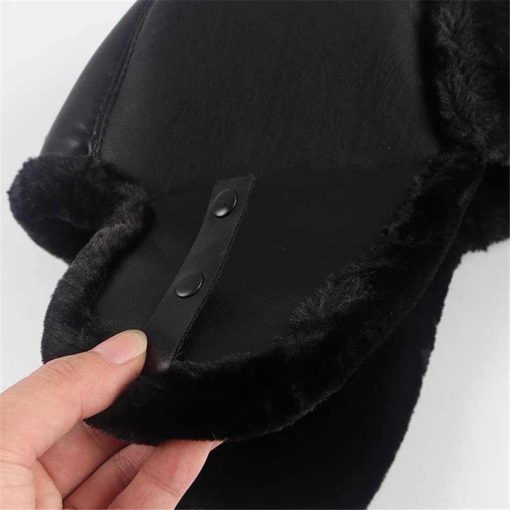 Czapka zimowa z klapkami na uszy męska ciepła męska czapka śnieżna skórzana czapka typu bomber z klapkami na uszy (srebrny XL (59),srebrny-XL (59 (srebrny XL (59)