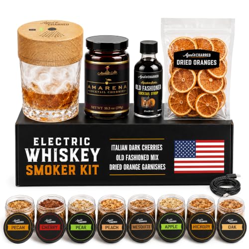 Old Fashioned Electric Smoker Kit Bundle w/Cocktail Syrup & Garnishes